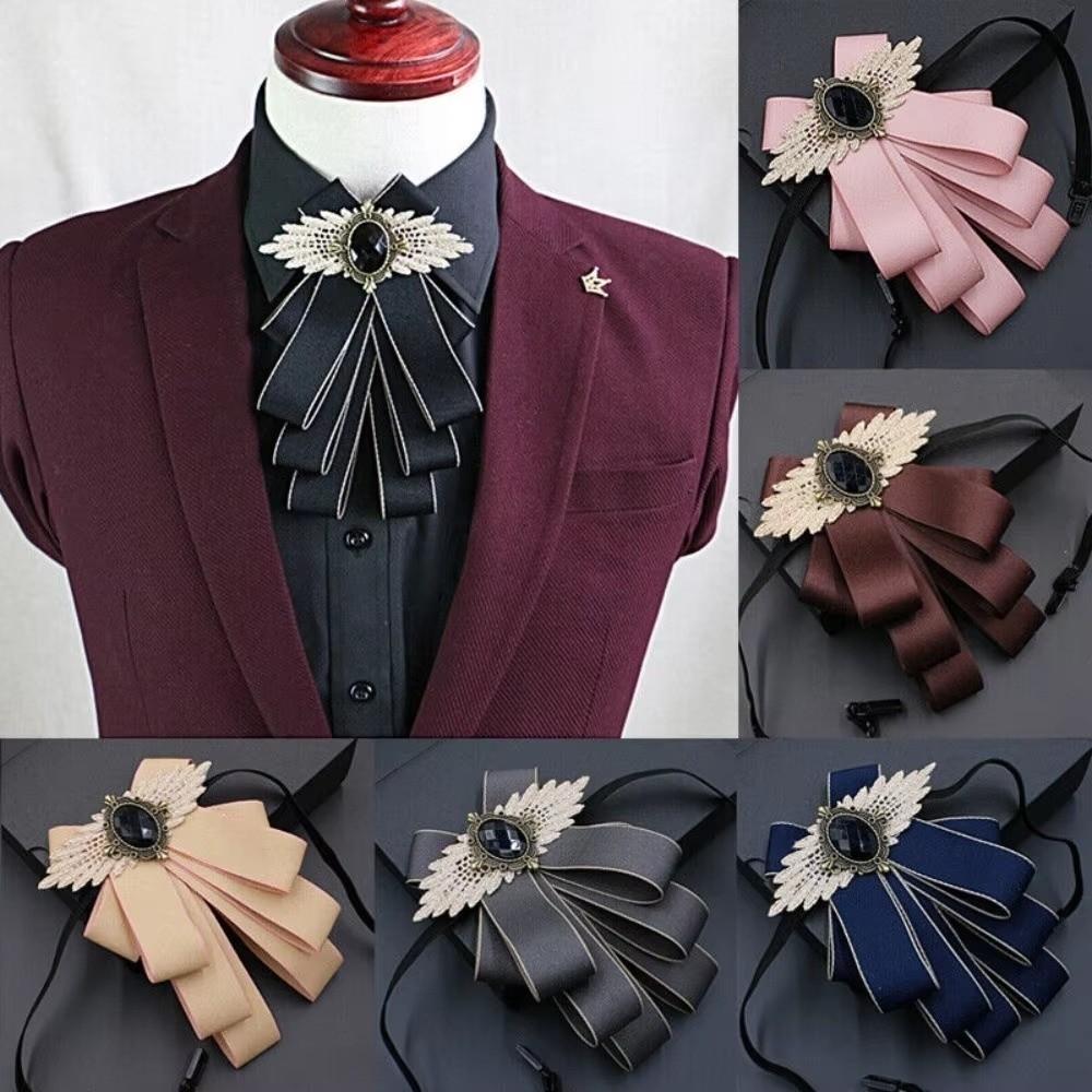 Adjustable Rhinestone Collar Flower British Style Men's Suit Accessory Groomsman