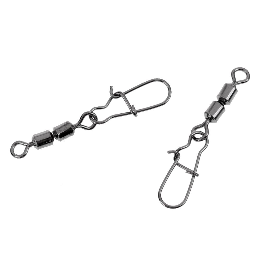 3 Pieces Fishing Bearing Rolling Swivel Metal with Snap Solid Rings Lure Connector Tackle