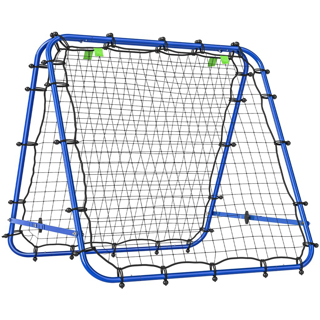 Double Sided Football Rebounder Net, Football Rebound Goal with Five Adjustable Angles, Blue