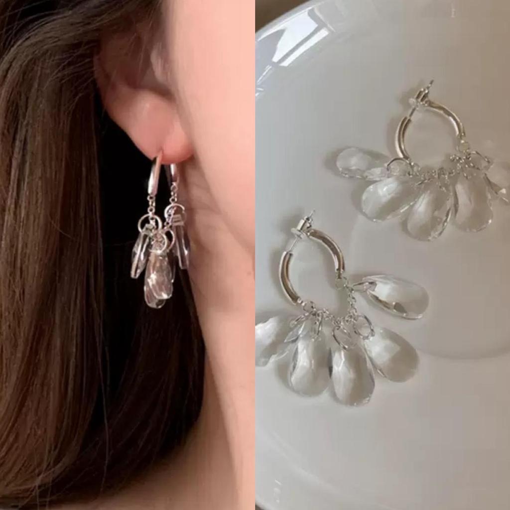 Exquisite Crystal Clear Water Drop Tassel Earrings: Versatile Twinkling Pendants for a Slimmer Face Look - 2026 Style