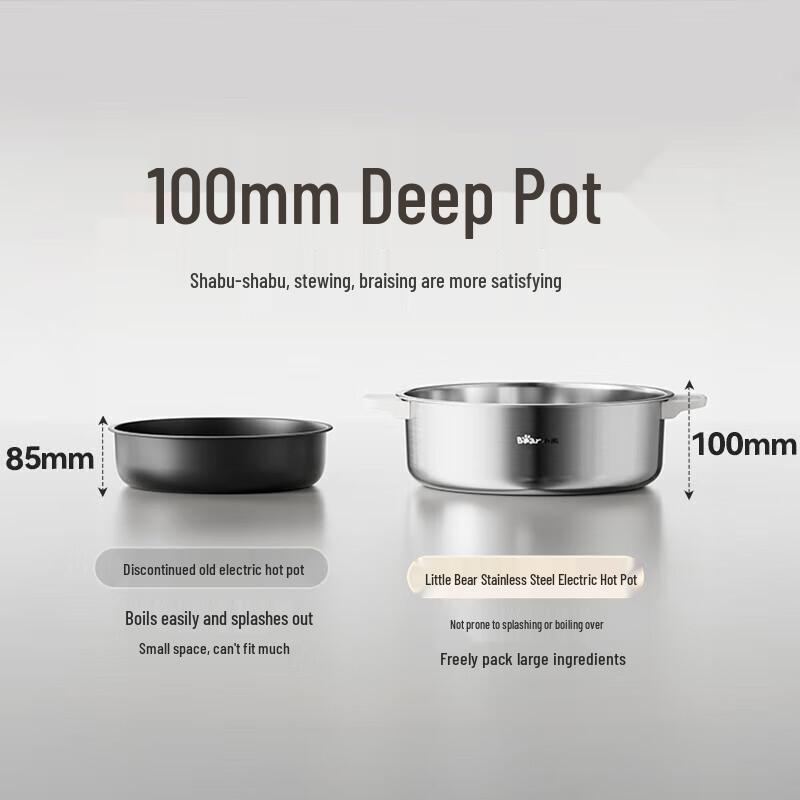 BEAR 6L Multi-functional Electric Hot Pot with Steamer CN Plug (adapter Included)