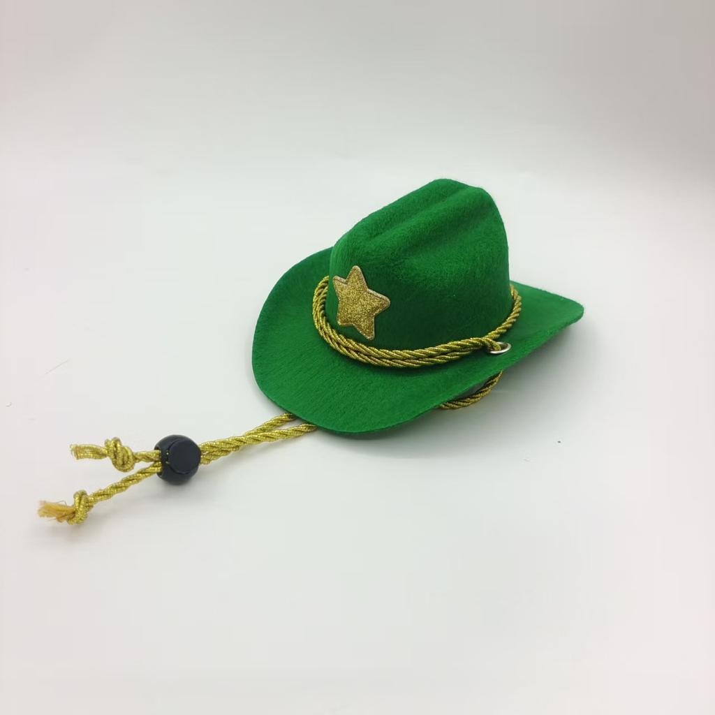 Pet Cowboy Hat Pentagram Gold Wire Silver Thread Chin Rope Cat Cowboy Hat Holiday Party Western Cowboy Hat