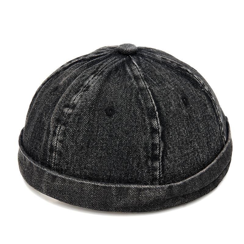 Unisex Washed Denim Skullcap: Street Style Brimless Hat for Hip Hop Fashion
