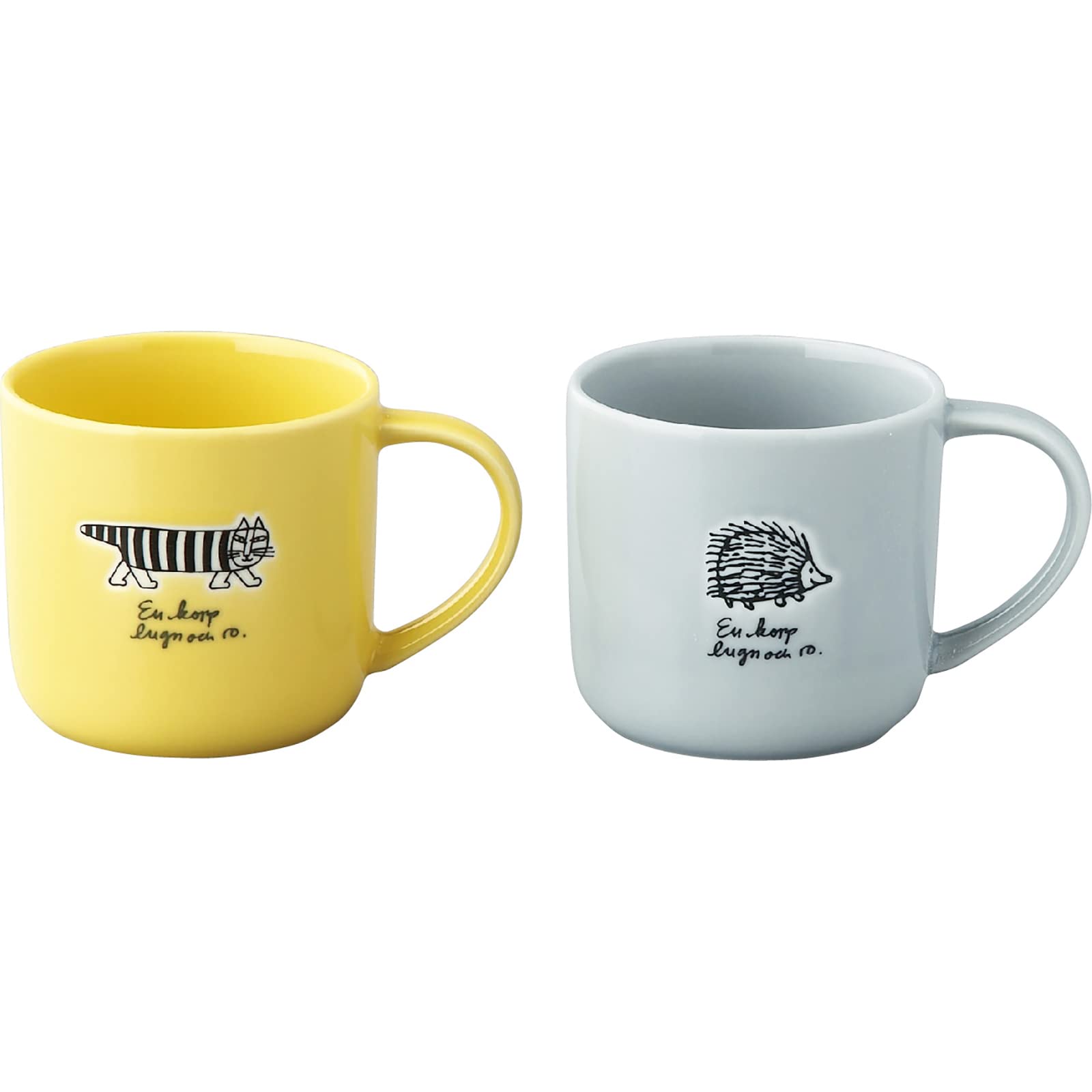

Yamaka Shoten Lisa Larson Mugs, approx. 350ml, Pair Set, Stroll, Yellow/Gray, Made in Japan, LL90-13