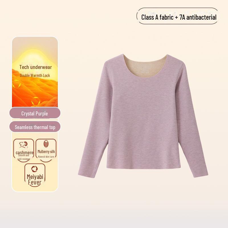 

Комплект женского шерстяного термобелья: Бесшовный шёлковый антибактериальный утолщённый бархат, осень/зима. Top, 2XL