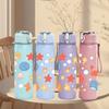 1PC Sea Animal Star Seamless Pattern 750ml Color Plastic Sports Water Bottle Leakproof Flip Straw Lid Suitable for Sports Office Home Use