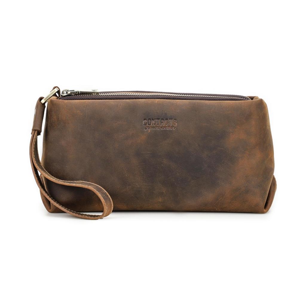 CONTACT'S Genuine Leather Clutch Bag Luxury Mobile Phone Bags Credit Card Holder Casual Men's Handbags