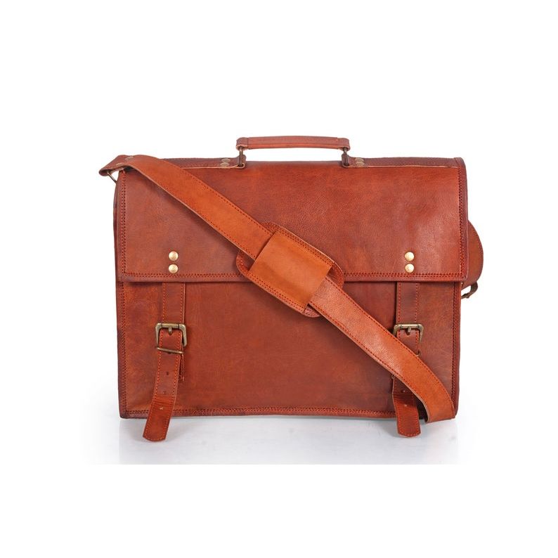Goat Leather Messenger Bag for Men and Women – Handmade Vintage Satchel for Office, Work, Travel