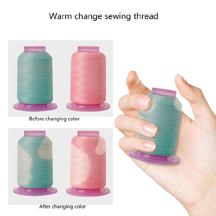 2Pcs Color Changing Sewing Thread for Sewing Machine Hand Stitching Night Glowing Yarn Embroidery Thread 550yds Each