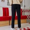 Li Ning Sports Fashion Series Straight Leg Striped Fleece Warm Loose Casual Long Pants Winter Women bottoms Black AKLRC16-3