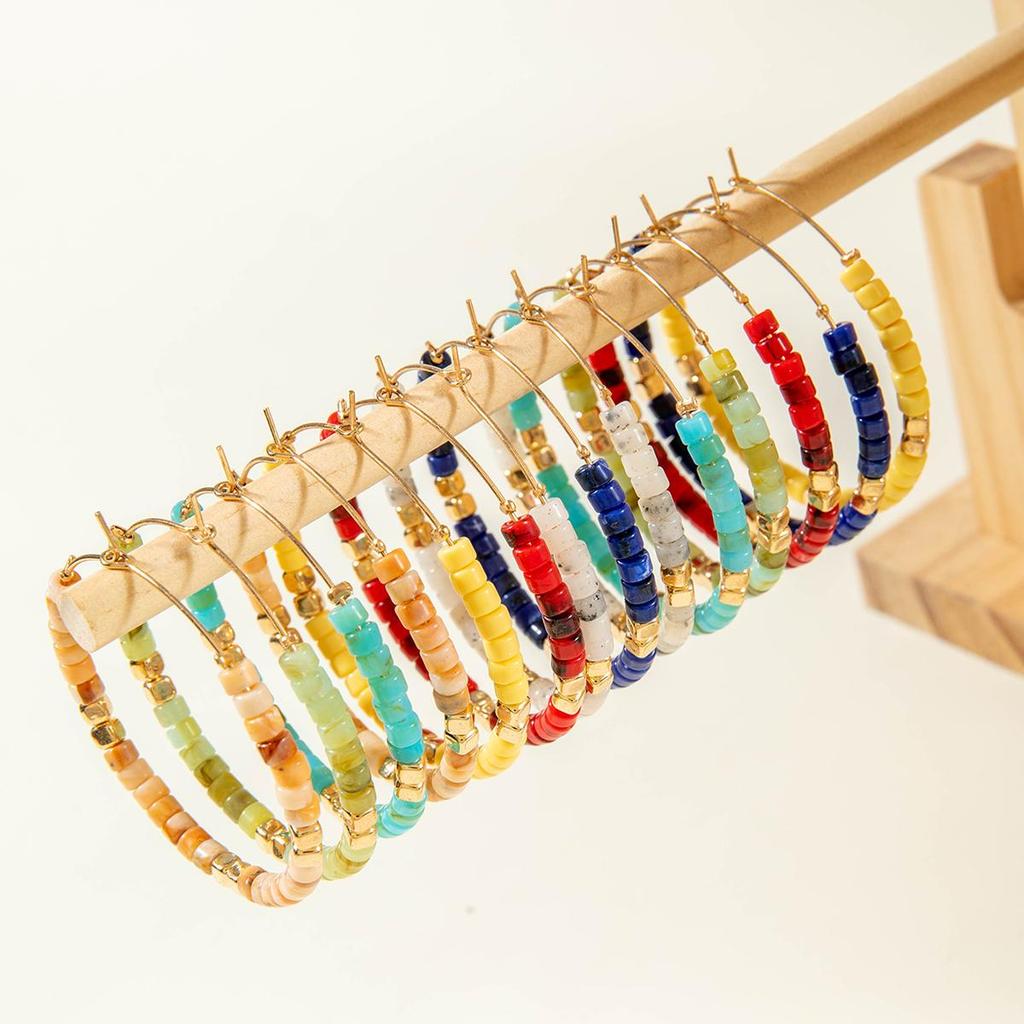 New Light Luxury French Earrings Women's Jewelry Retro Fashion Versatile Earrings Resin Colored Gold Beads Jewelry