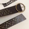 Harajuku Wide Waist Strap Y2K Metal Round Buckle Waistband Fashion Trouser Dress Belts