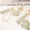 Leaf Pattern Keychain Pearl Shell Pendant Keyrings Wrist Lanyard Key Chain Metal Car Key Holder Decorations for Women