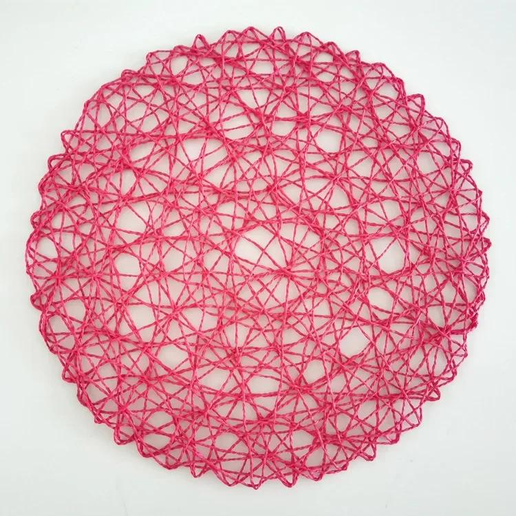 Crochet knitting Round Woven Place Mats Paper Fiber Table Placemats Hollow Decorative Placemat Dinning Place Mats Decor for Home