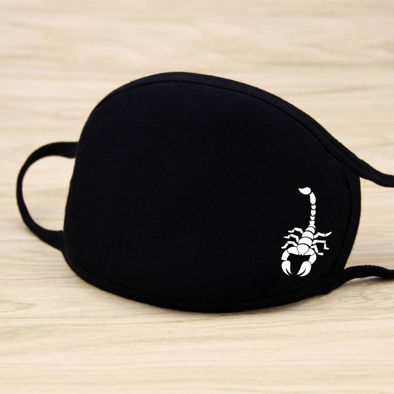 Black Cotton Mask Unisex Winter Warm Thickening Half Face Mouth Mask Cotton Cartoon Pattern Anti-Dust Anti-Respirator Mask