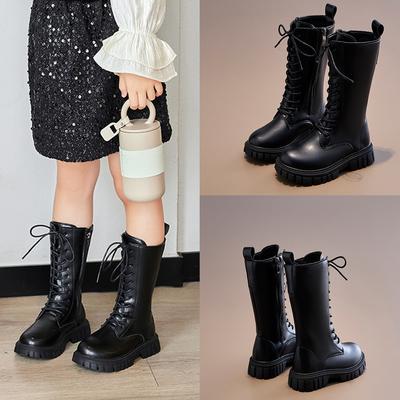 Girls Shoes Children's Boots Fashion Black Knight Boots Autumn and Winter Zipper Season New High Boots Princess Boots