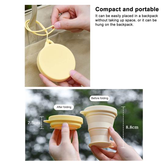 Foldable Silicone Travel Cup with Lid Reusable Water Bottle for Outdoor Camping Gym Heat-Resistant Coffee Cup BPA-Free Portable Mouthwash Cup