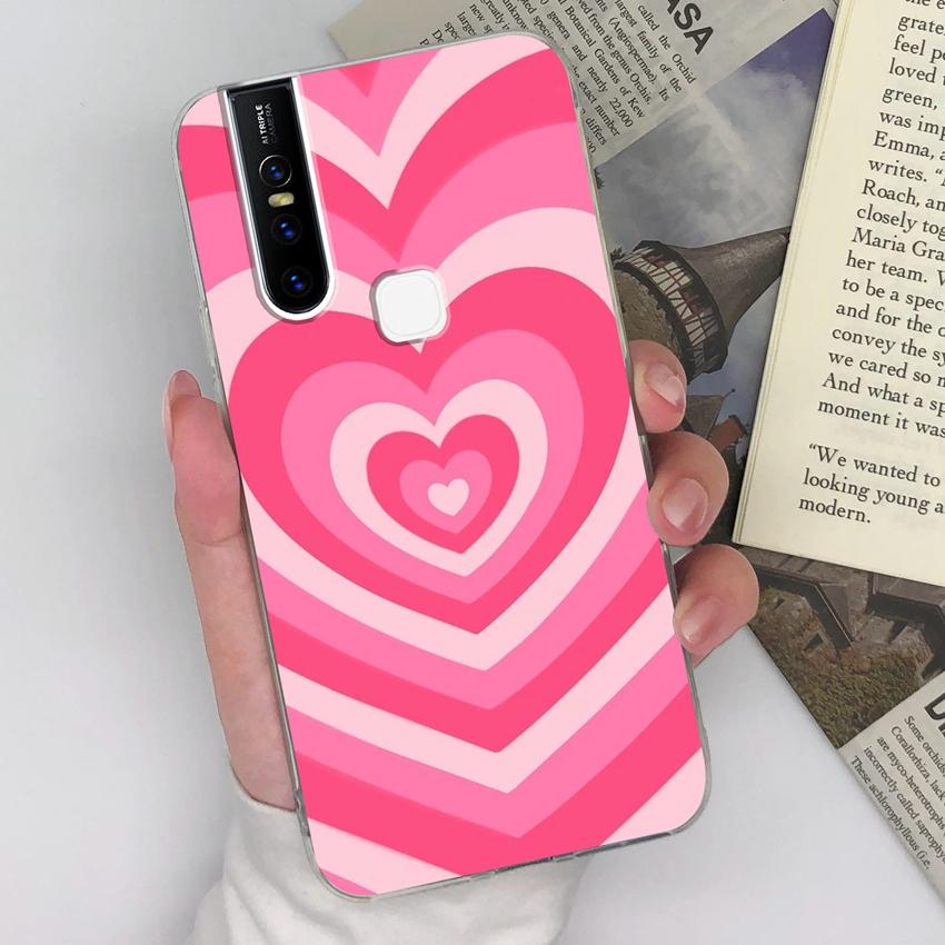 Pro Vivo V15 V19 V20 V21 V27 U20 S15 Pouzdro na telefon Barevné vzory srdíček Odolné proti nárazům Silikonové Měkké Průhledný Zadní kryt Pro pouzdro na mobil Vivo