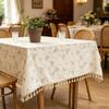 Lilac Floral Tablecloth, Cotton Small Fresh Flower Print Table Cover, Pastoral Style Breathable Cloth for Desk, Dorm Room Decor, Coffee Corner &