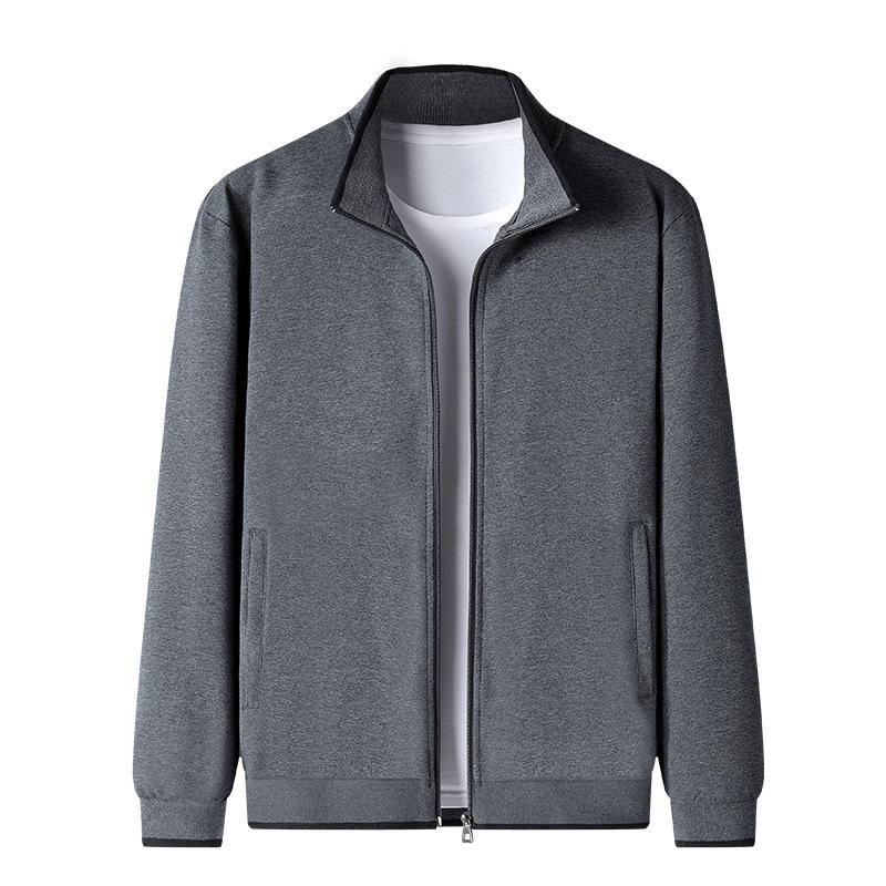 Men's Stand Collar Zip Up Jacket Solid Color Cotton Coat for Men Sweatshirt for Spring and Autumn, Youth Sportswear, Running Casual Loose Jacket