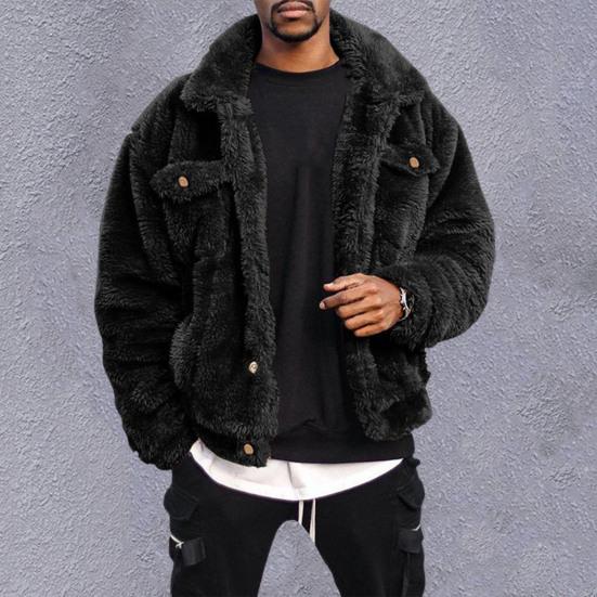Abrigo de invierno Simple Color sólido Peluche Chaqueta de hombre esponjosa  para el uso diario comprar a buen precio — entrega gratuita, reseñas reales  con fotos — Joom