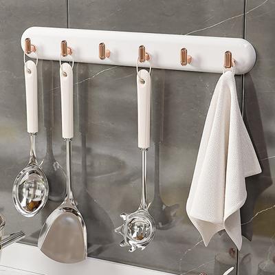 Selbstklebende Wandhaken im Badezimmer, nahtlos, stanzfreie Installation, 6-reihiger Aufbewahrungsbügel für Kleidung, Hut, Handtuchbürste, multifunktional, stark, für die Küche