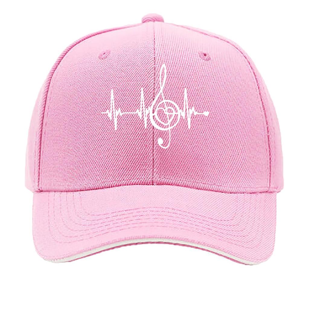 Heartbeat Note Print Baseball Cap Black Casual Outdoor Fishing Travel Hat with Machine Washabl Sandwich Baseball Cap