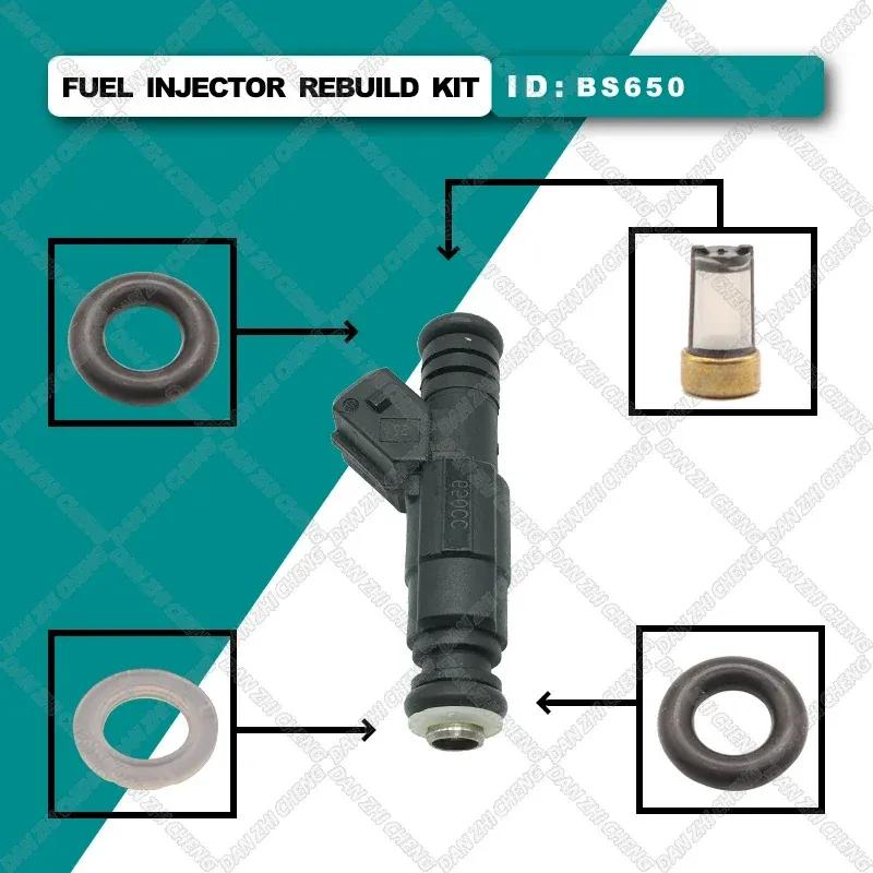 4 Set For  Racing Sports Car High Flow Injector 650cc BS650 Fuel Injector Service Repair Kit Filters Orings Seals Grommets