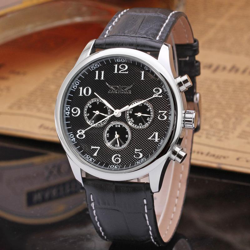 Jaragar Watch, Men'S And Women'S Watches, Black Belt Watches, Round Automatic Mechanical Watches