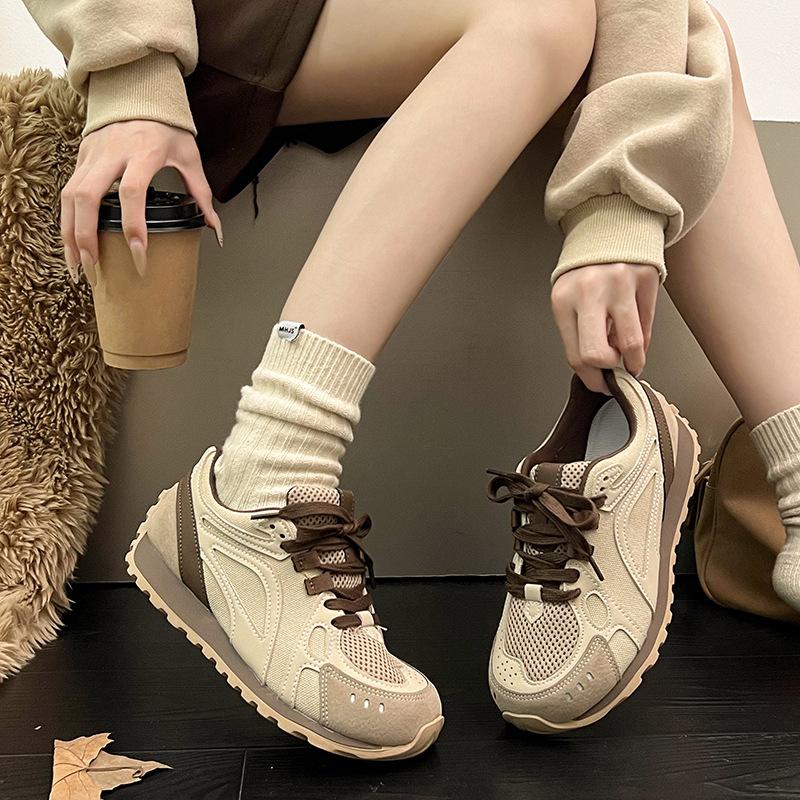 Thick-soled Little White Shoes Mesh Dad Shoes Women's 2025 Spring Non-slip Forrest Gump Shoes Breathable Sports Women's Shoes Breathable Non-slip