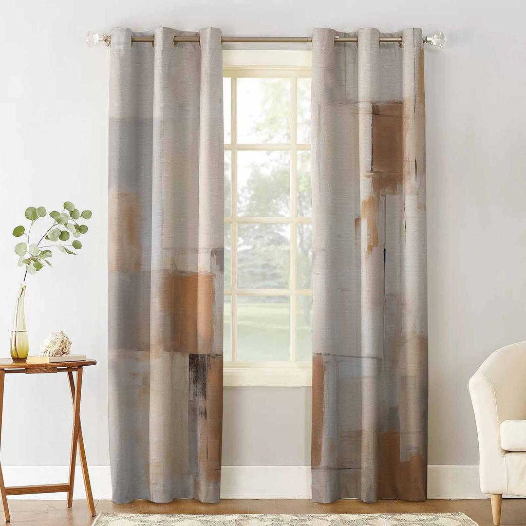 Brush Color Block Abstract Watercolor Blackout Curtains For Living Room Bedroom Window Treatment Blinds Drapes