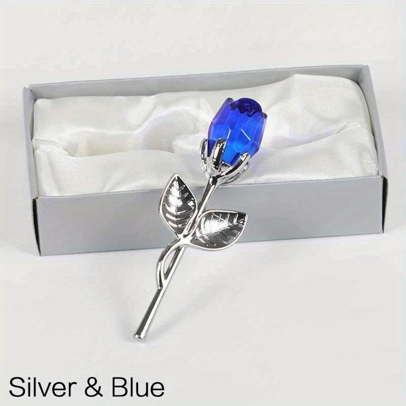 Valentines Day Gift Crystal Glass Rose Flower Figurines Craft Favors Lovers Gift Souvenir Wedding Decoration Ornaments Gift Box