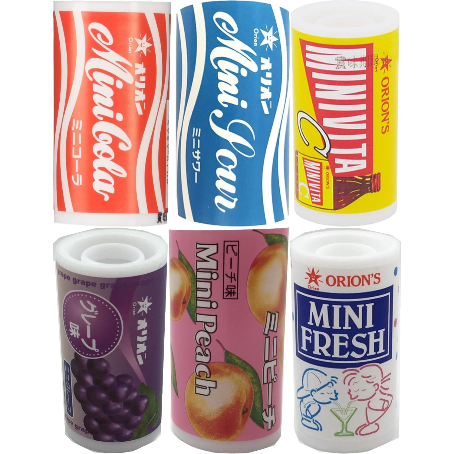 

Orion Mini Series Ramune Set Mini Vita 6-Variety (10 each) (Cola, Sour, C, Grape, Peach, Fresh)