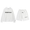 Mens Lightweight Hooded Cotton Terry Sweatshirt Shorts Set Casual Outfit