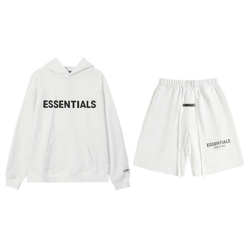 Mens Lightweight Hooded Cotton Terry Sweatshirt Shorts Set Casual Outfit