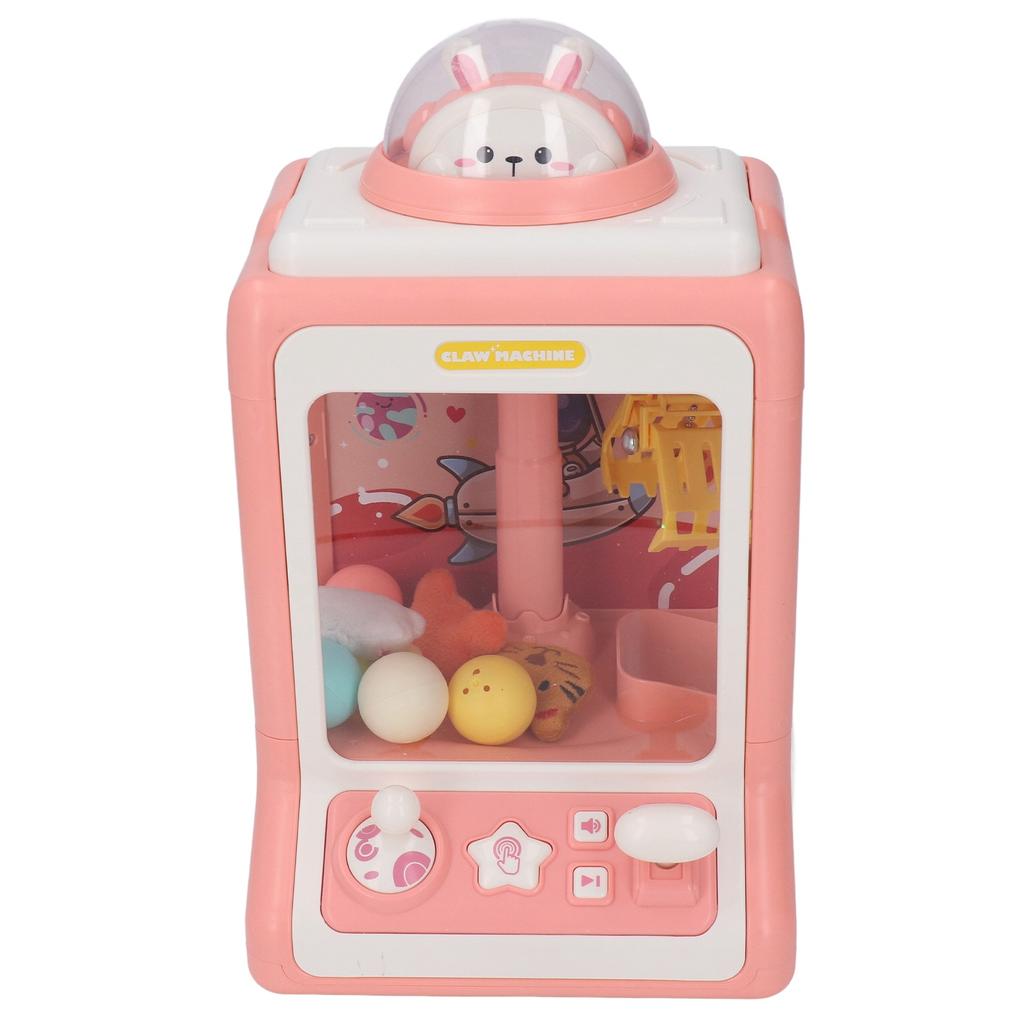 Doll Machine Toy Electronic Light Music Bunny Space Pattern Mini Claw Machine for Children Pink
