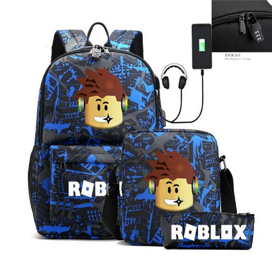 Set batohu, tašky přes rameno a pouzdra na tužky s motivem hry Roblox pro studenty