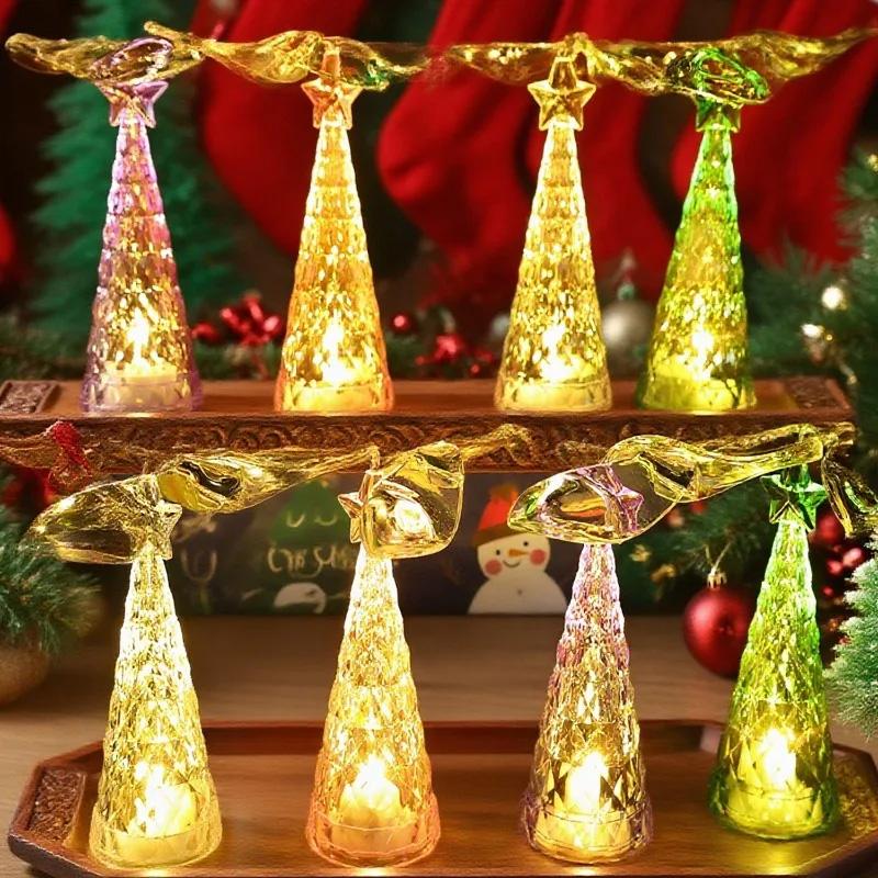 1PC Flying Bird Light LED Rotating Crystal Multicolor Xmas Tree Desktop Ornament Christmas Gift
