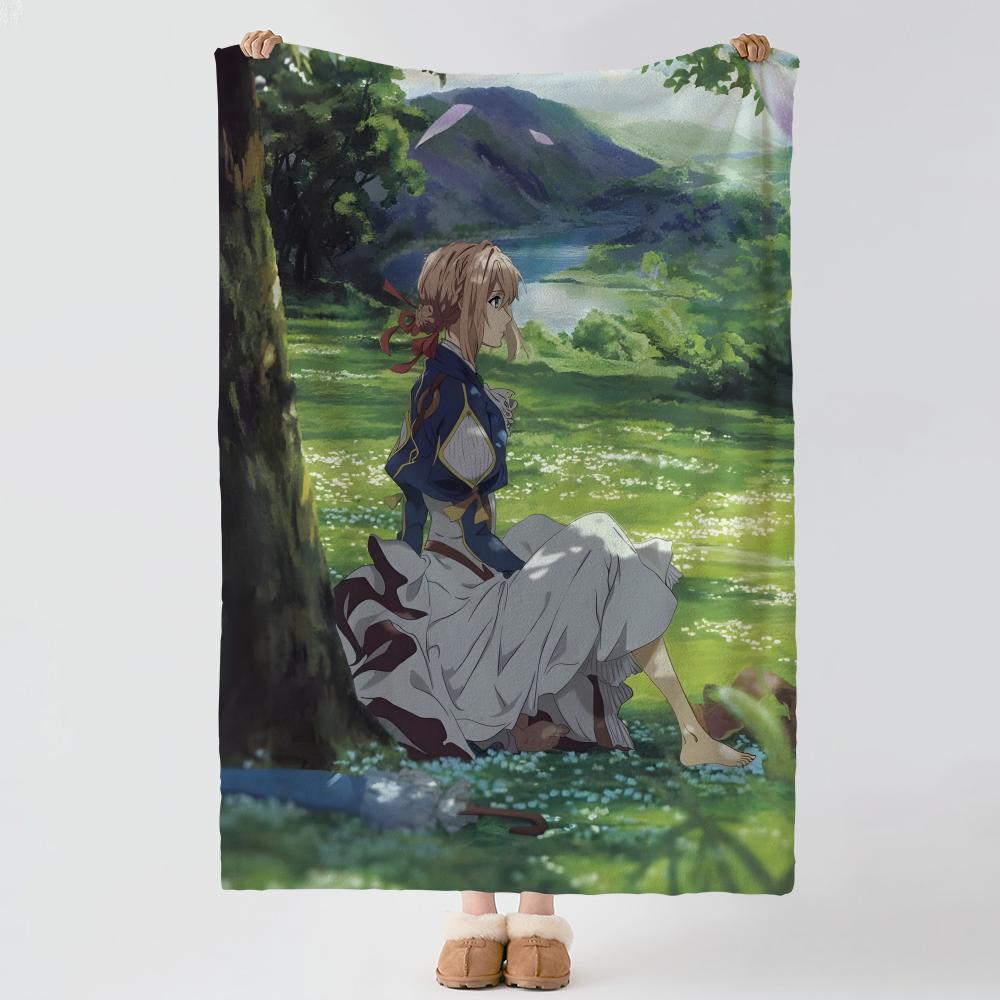 Anime V-Violet Evergarden-n Throw Thick Comfort Flannel Quilt, Multi-scene Use Indoor Outdoor Daily Nap