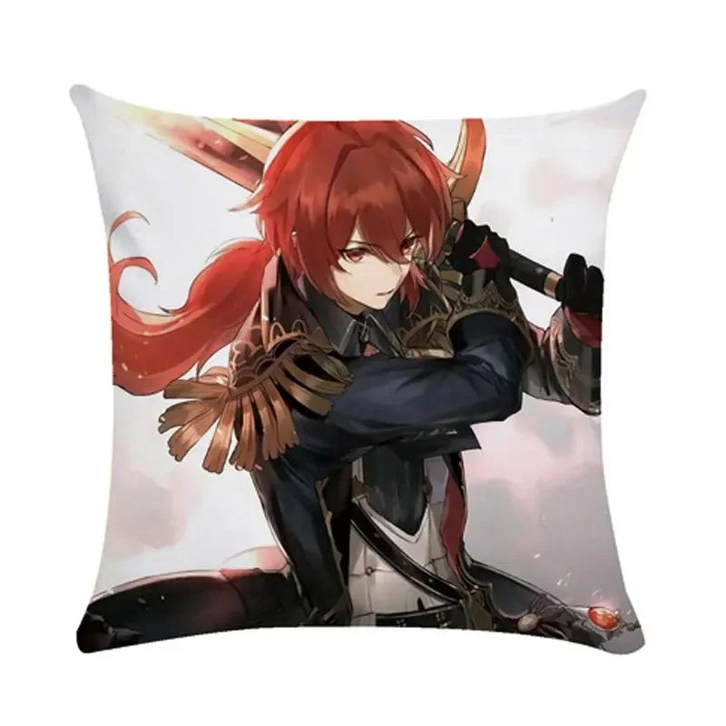 40/45/50cm Genshin Pillowcases Dormitory Sofa Bedside Cushion Cover Cartoon Anime Home Decor Throw Pillow Case