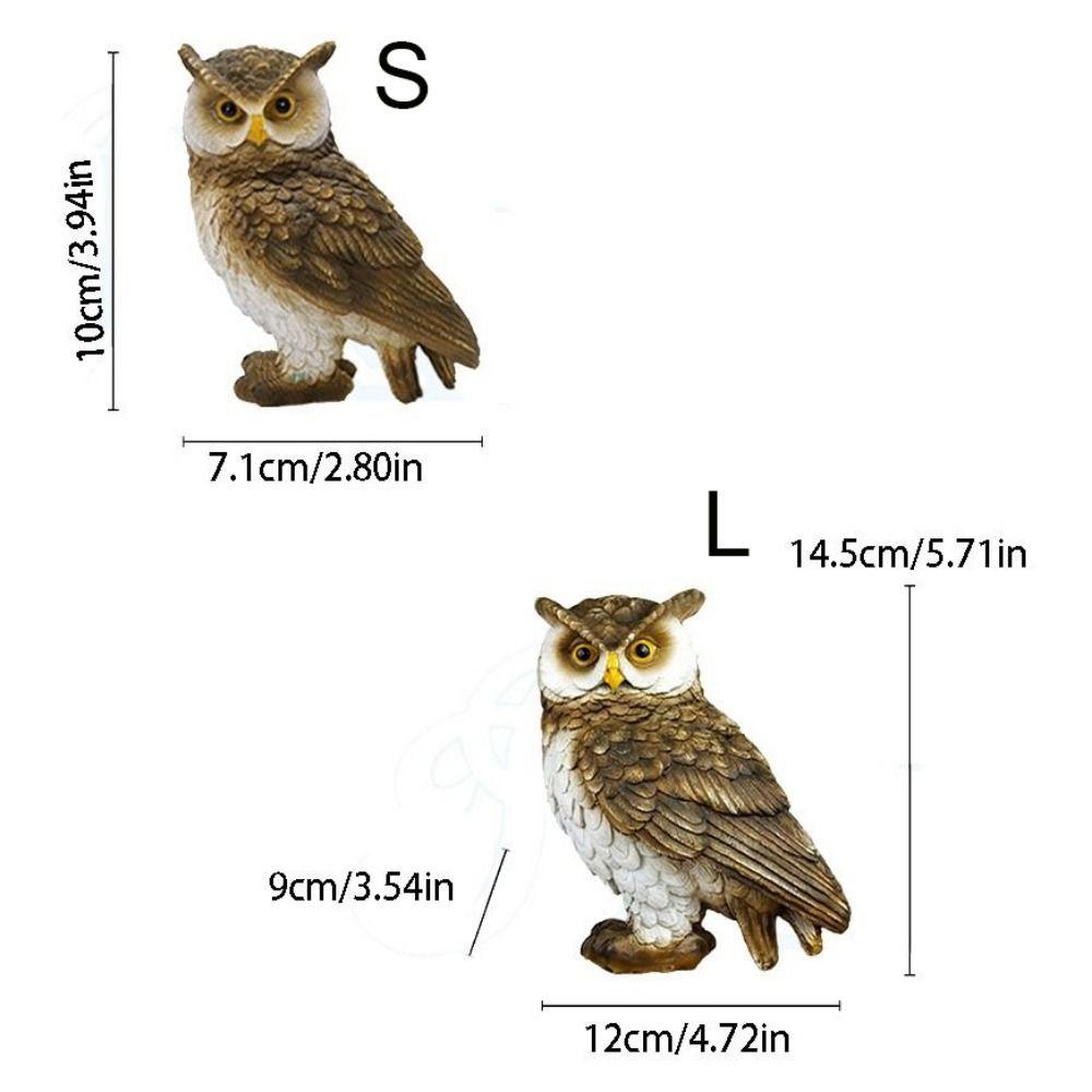 Statue de Hibou en Résine Oiseau Simulé Figurine Miniature Mignonne Ornement de Bureau Bureau