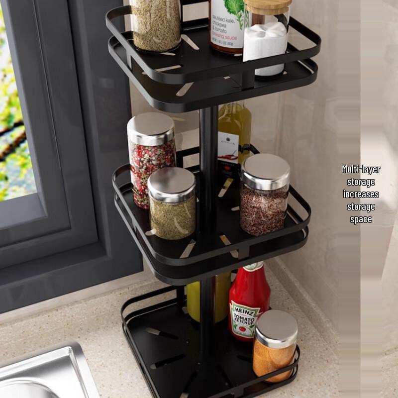 3-Tier Square Rotating Countertop Seasoning Organizer