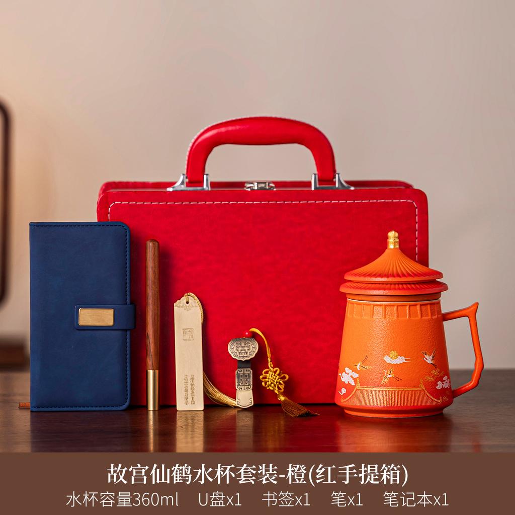 New Chinese-style Forbidden City drinking cup high-value ceramic cup home office teacup with lid personal tea set
