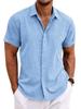 2025 Men's Plus Size Loose Cotton Linen Short-sleeve Solid Beach Shirt