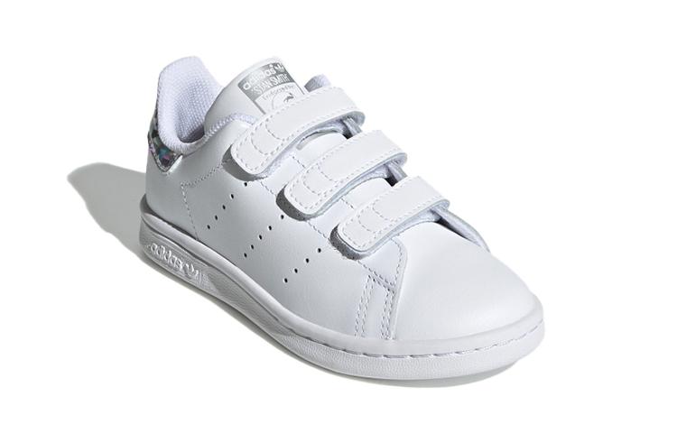 Adidas Originals Stan Smith Low top Kids' Skateboarding Shoes White Silver Children Aged 3 7 Years Old EE8484