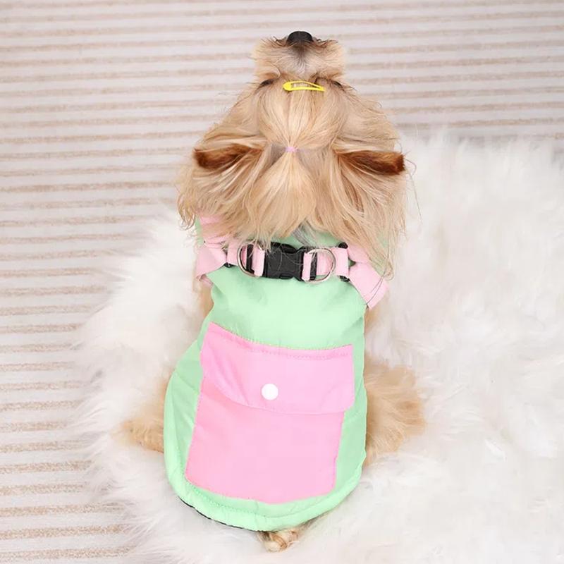 Cute Dog Clothes for Small Medium Dogs Warm Winter Pet Jacket with Harness Pocket Windproof Puppy Coat Pets Yorkshire Outfits