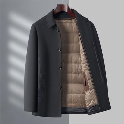 Veste à revers Homme Automne et Hiver Âge moyen Affaires Épaissie Doublure thermique Amovible Doudoune Homme