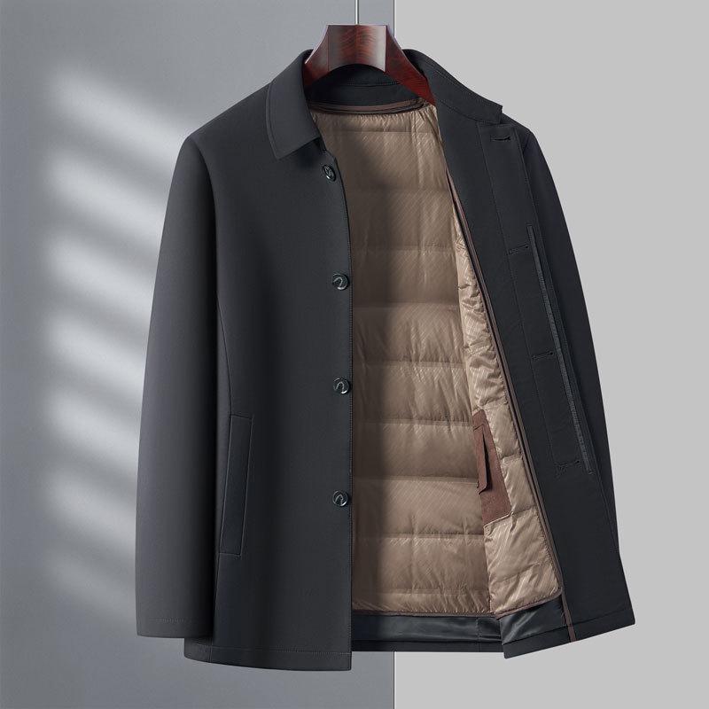 Lapel Jacket Men Autumn and Winter Middle-aged Business Thickened Thermal Liner Detachable Dad Down Jacket Men
