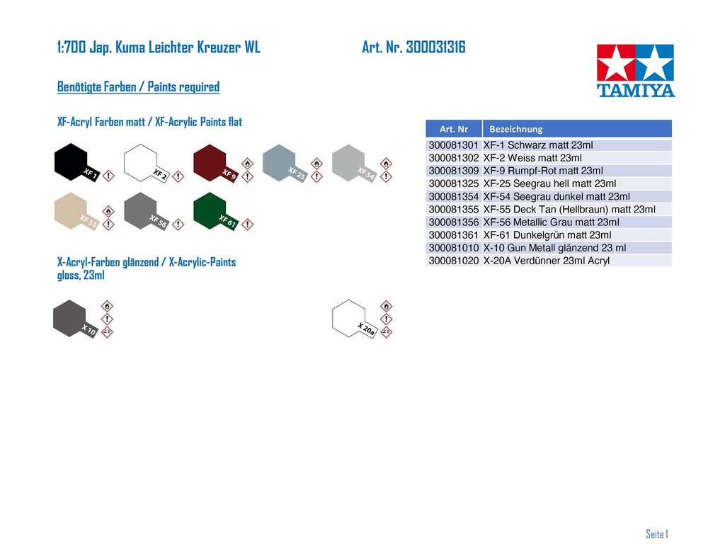 Tamiya Waterline Series 316 Japanese Navy Light Cruiser Kuma Plastic Model Kit 31316 1/700 No.