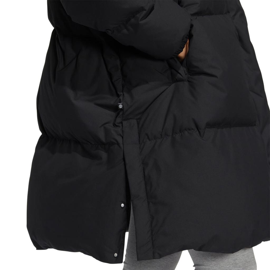 adidas Originals Premium Down Brand Logo Embroidered Long Hooded Down Jacket Women Outerwear Black HS9528